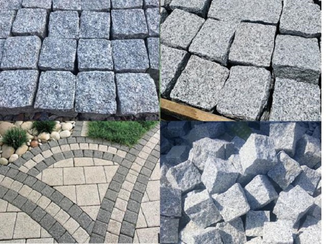 đá cubic granite trắng suối lau kế hợp với các loại đá khác