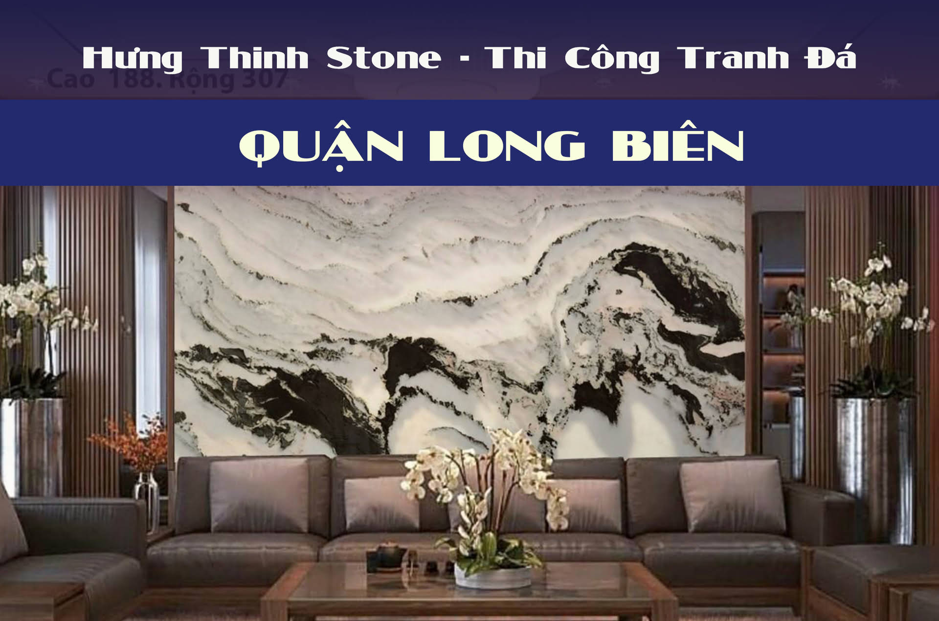 Thi công tranh đá tự nhiên dùng trang trí nội thất ở Long Biên
