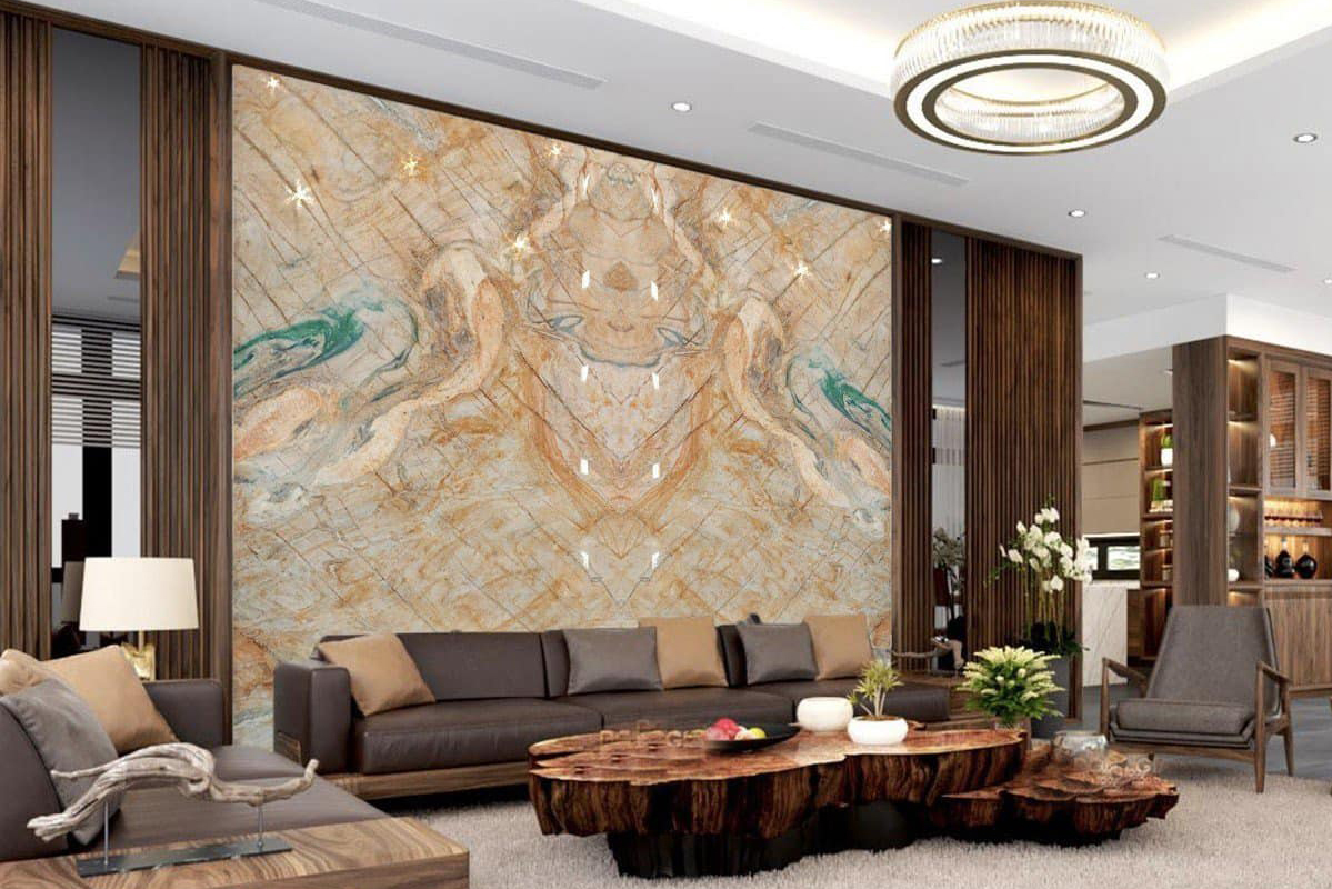 Thi Công Tranh Đá Phòng Khách Đẳng Cấp Với Đá Marble Ý