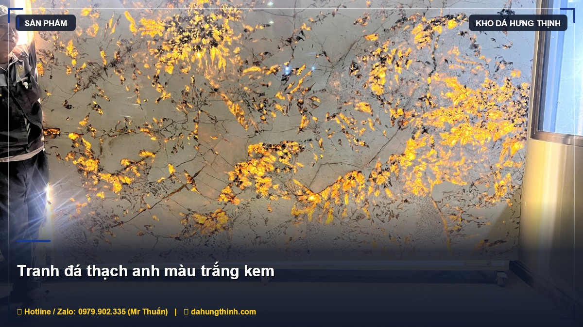 Tranh Đá Thạch Anh Màu Trắng Kem - Kiệt Tác Trang Trí Từ Brazil