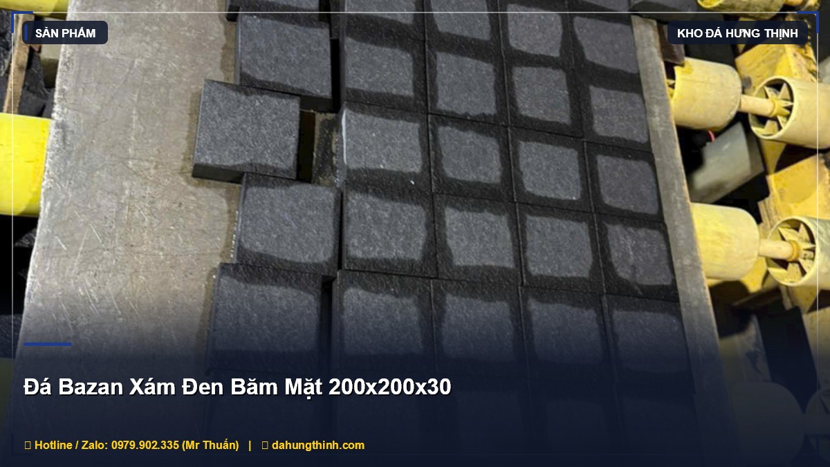 Đá Bazan Xám Đen Băm Mặt 200x200x30: Lựa Chọn Tối Ưu Cho Ốp Lát Ngoài Trời
