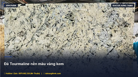Ảnh Đá Tourmaline nền màu vàng kem: Lựa chọn đá granite cao cấp từ Brazil