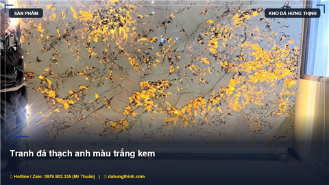 Ảnh Tranh Đá Thạch Anh Màu Trắng Kem - Kiệt Tác Trang Trí Từ Brazil